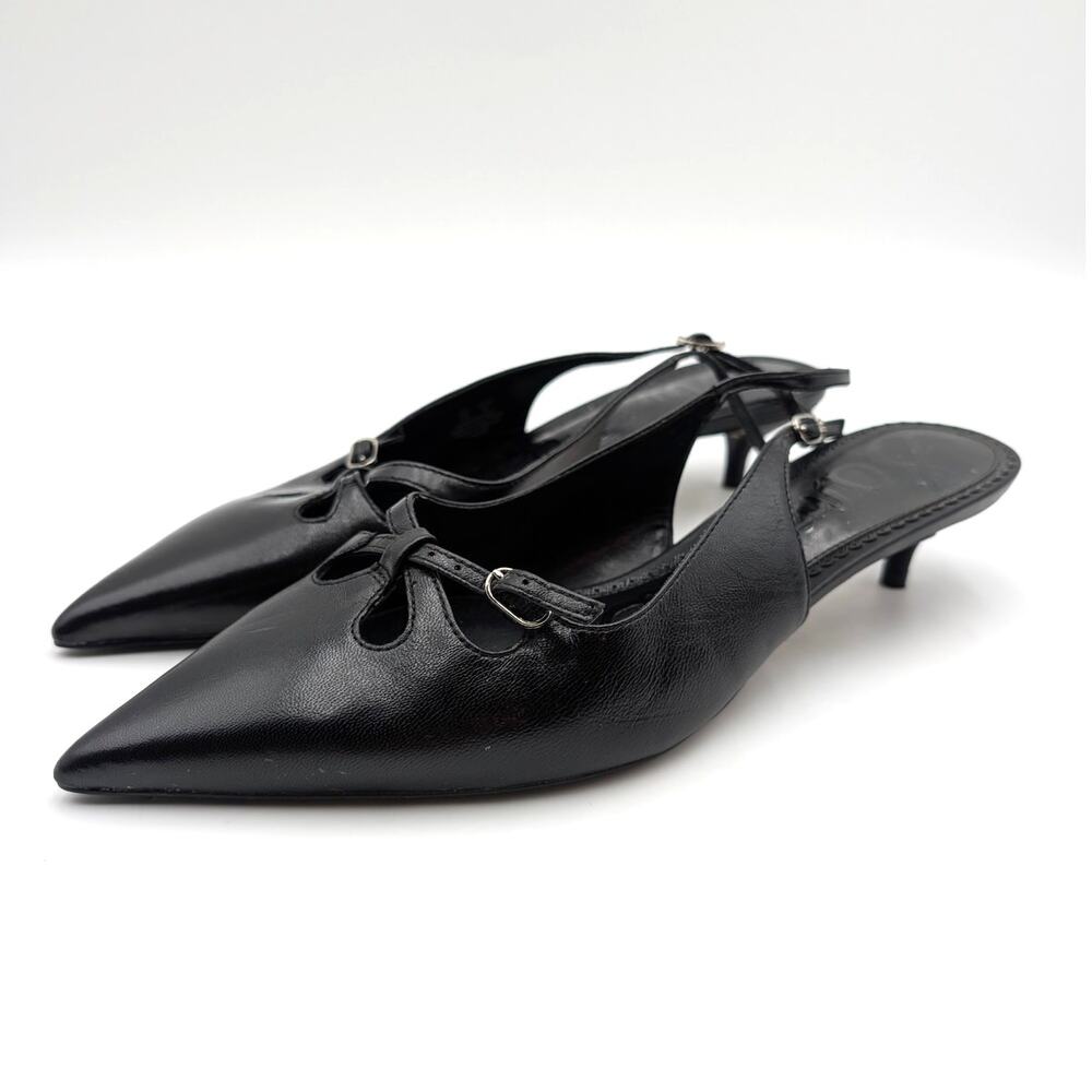 Sam Edelman Fauna Kitten Heel Slingback Pump Women's Black Size US11M EU42